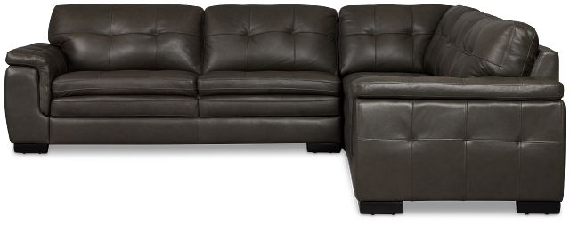 Braden Dark Gray Leather Small Two-arm Sectional