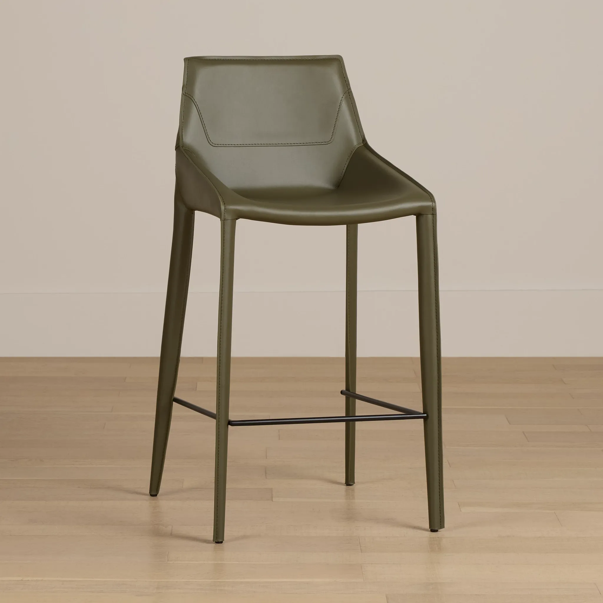 Wayne Dark Green 27" Upholstered Barstool