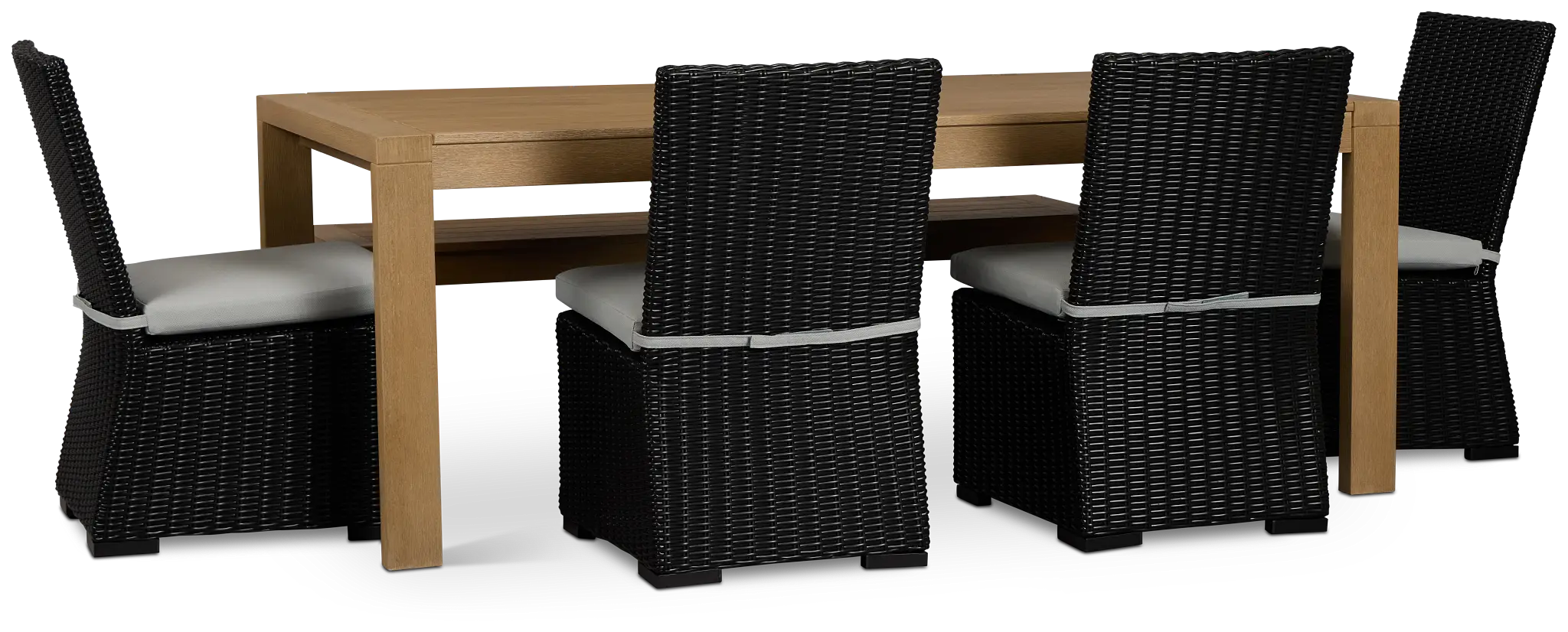 Montecito Mid Tone Table, 4 Chairs & Bench With Light Blue Cushions Montecito Mid Tone Table, 4 Chairs & Bench With Light Blue Cushions