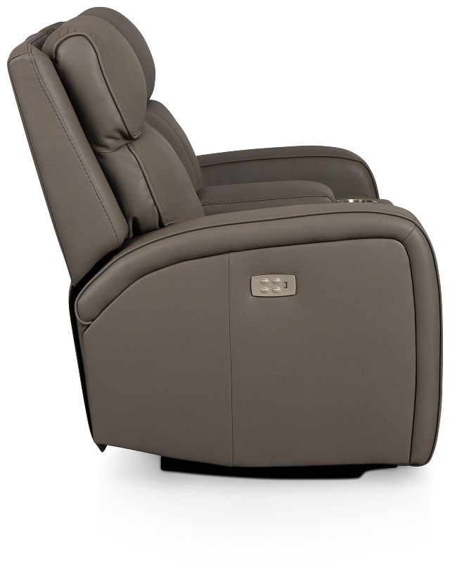 Rhett Gray Micro Power Reclining Console Loveseat