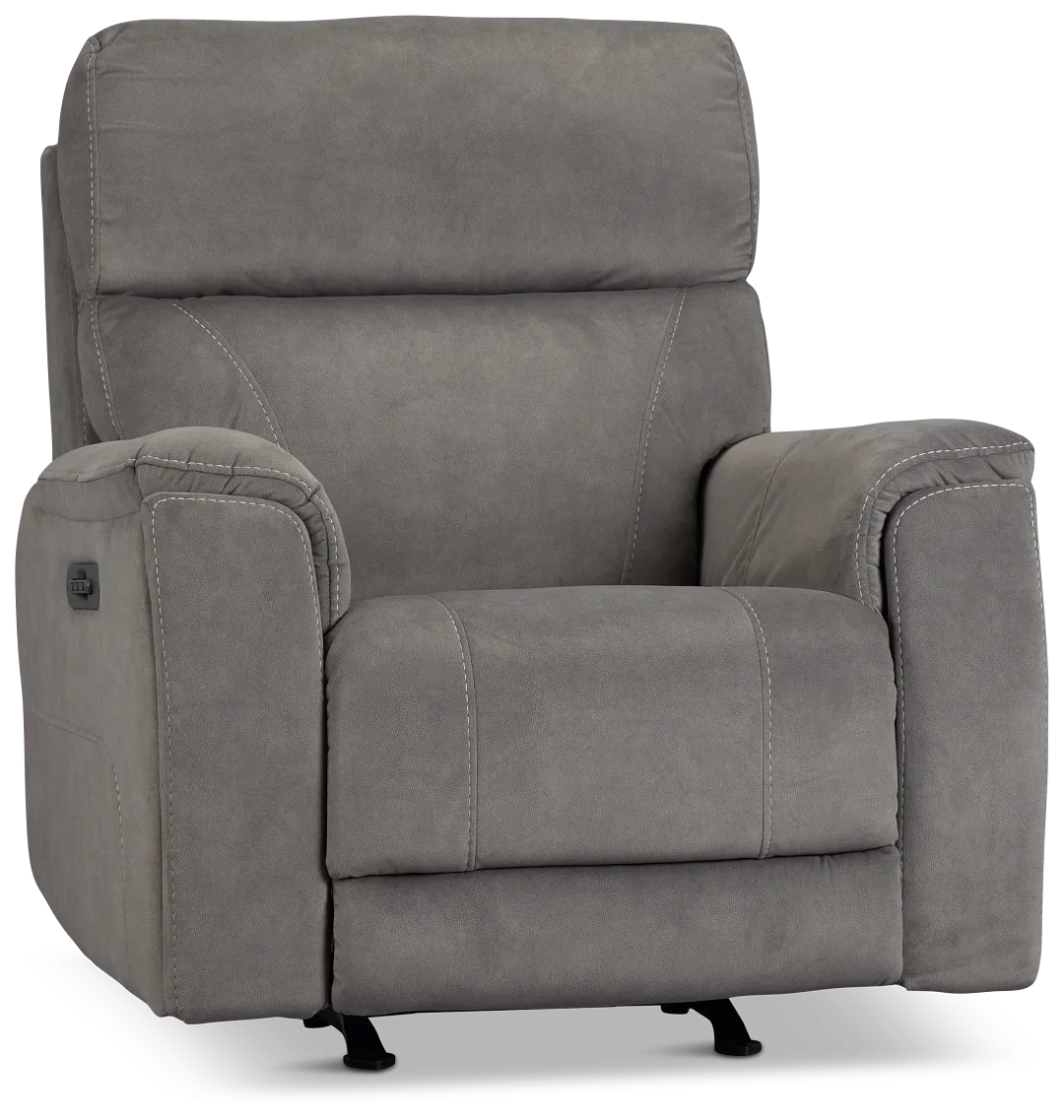 Wells Gray Fabric Power Recliner With Heat And Massage