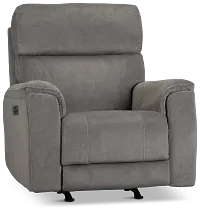 Wells Gray Fabric Power Recliner With Heat And Massage