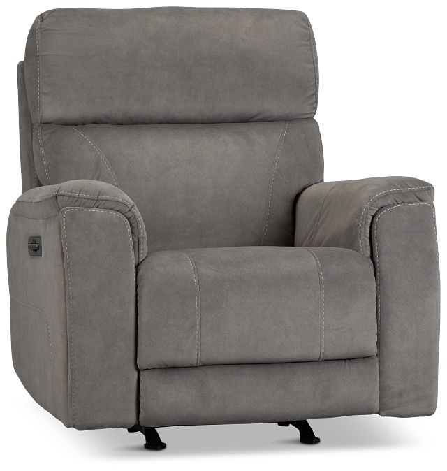 Wells Gray Fabric Power Recliner With Heat And Massage