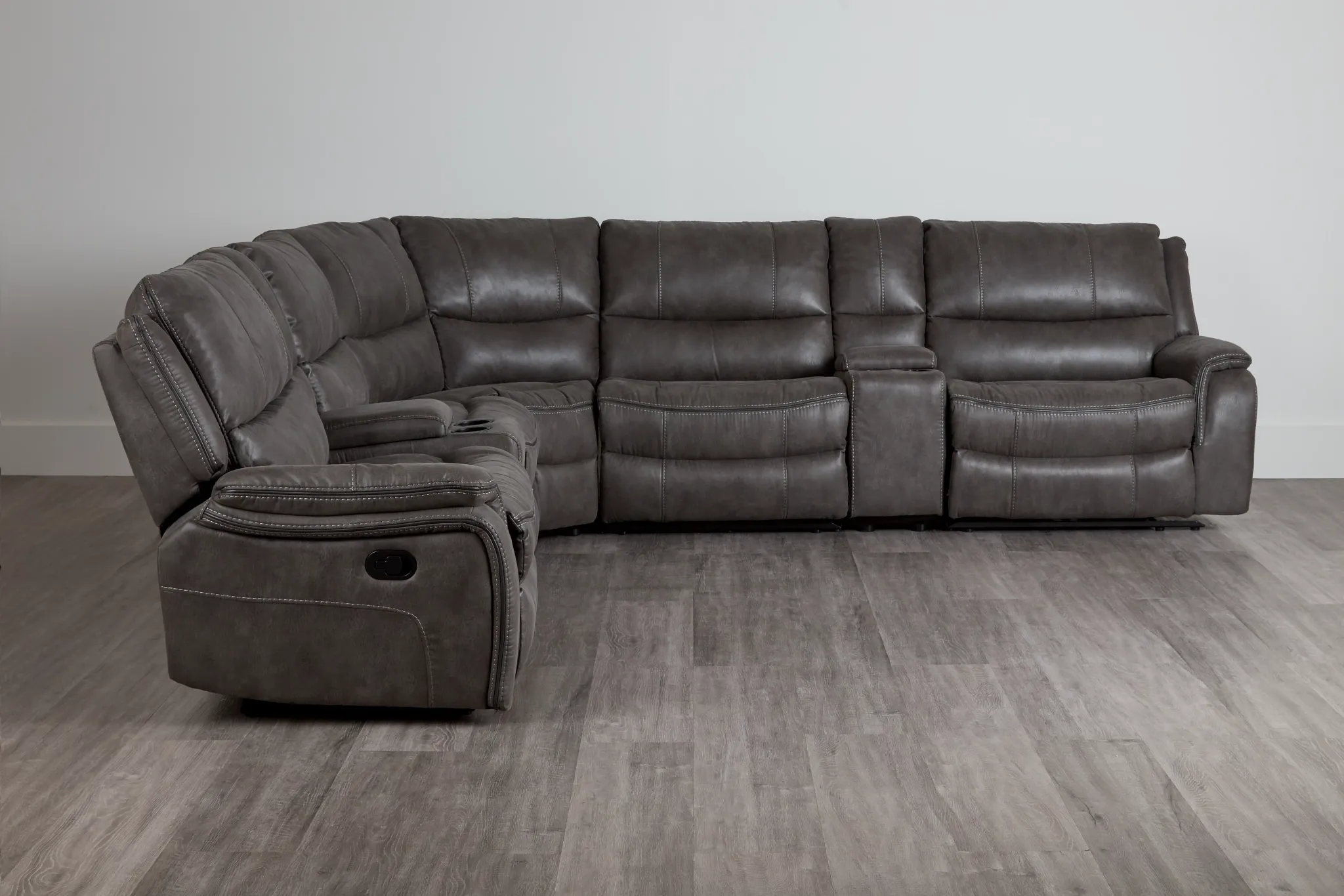 Dober Dark Gray Micro Large Dual Manually Reclining Two-arm Sectional