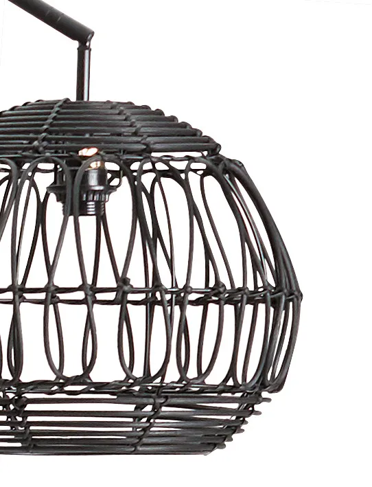 Wicker Black Rattan Arc Floor Lamp