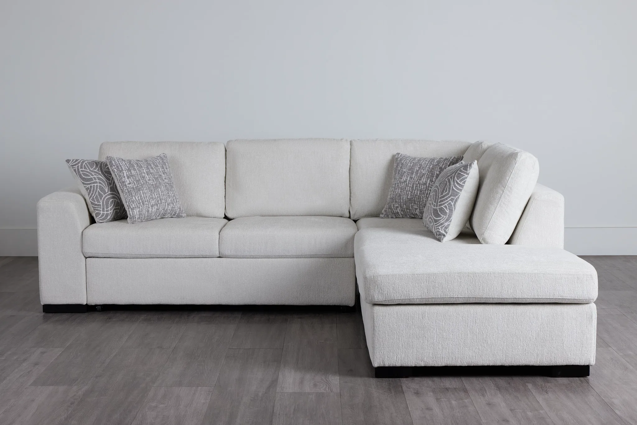 Blakely White Fabric Small Right Bumper Sectional