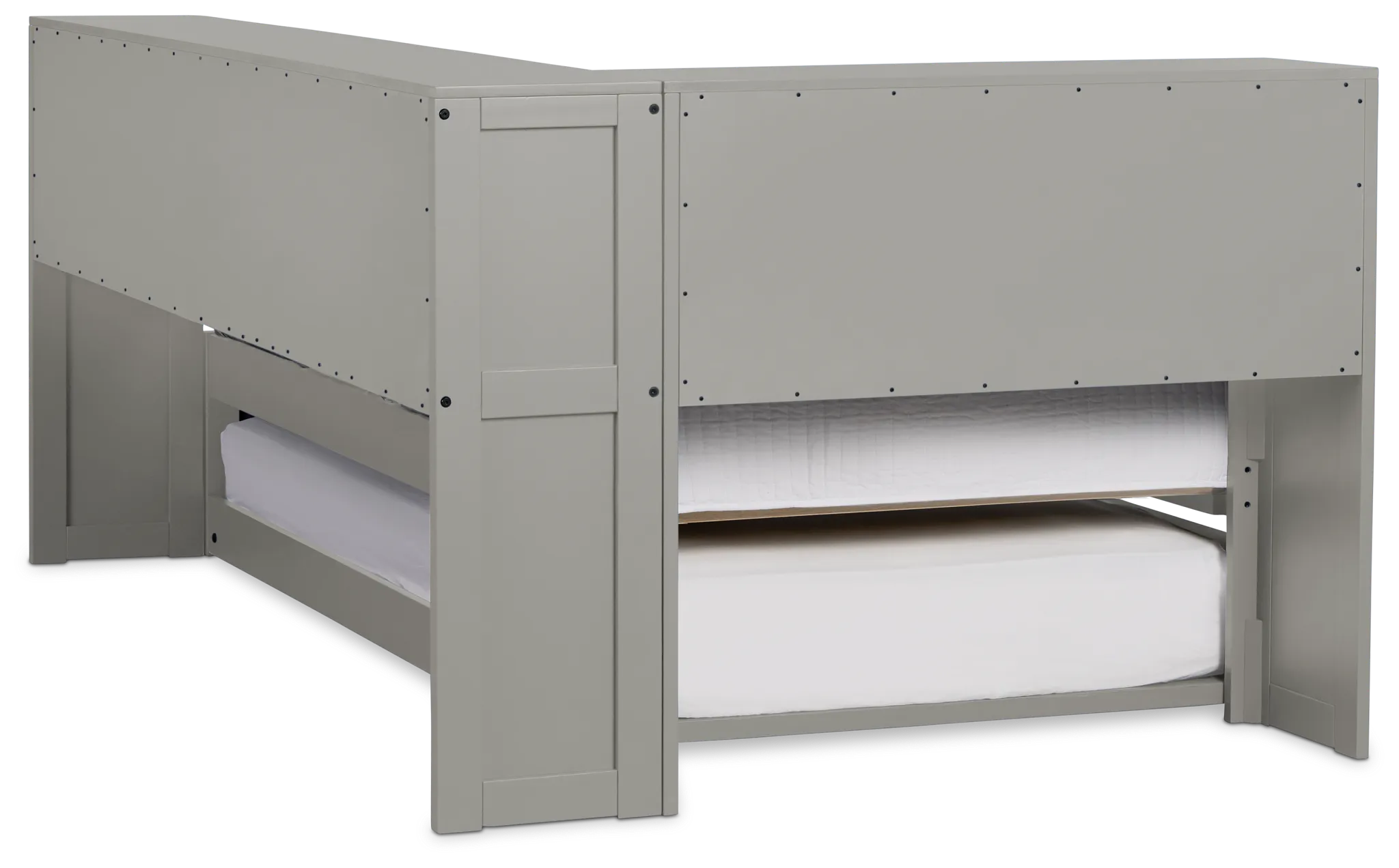 Charleston Gray Corner Bookcase Bed With Trundle