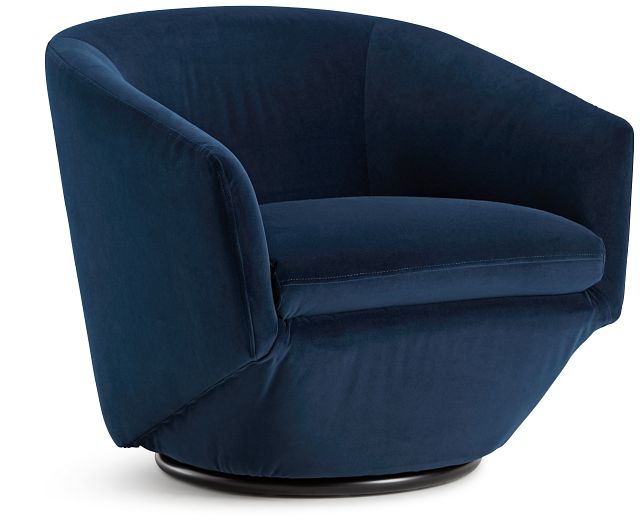 Darian Dark Blue Velvet Swivel Accent Chair (1)