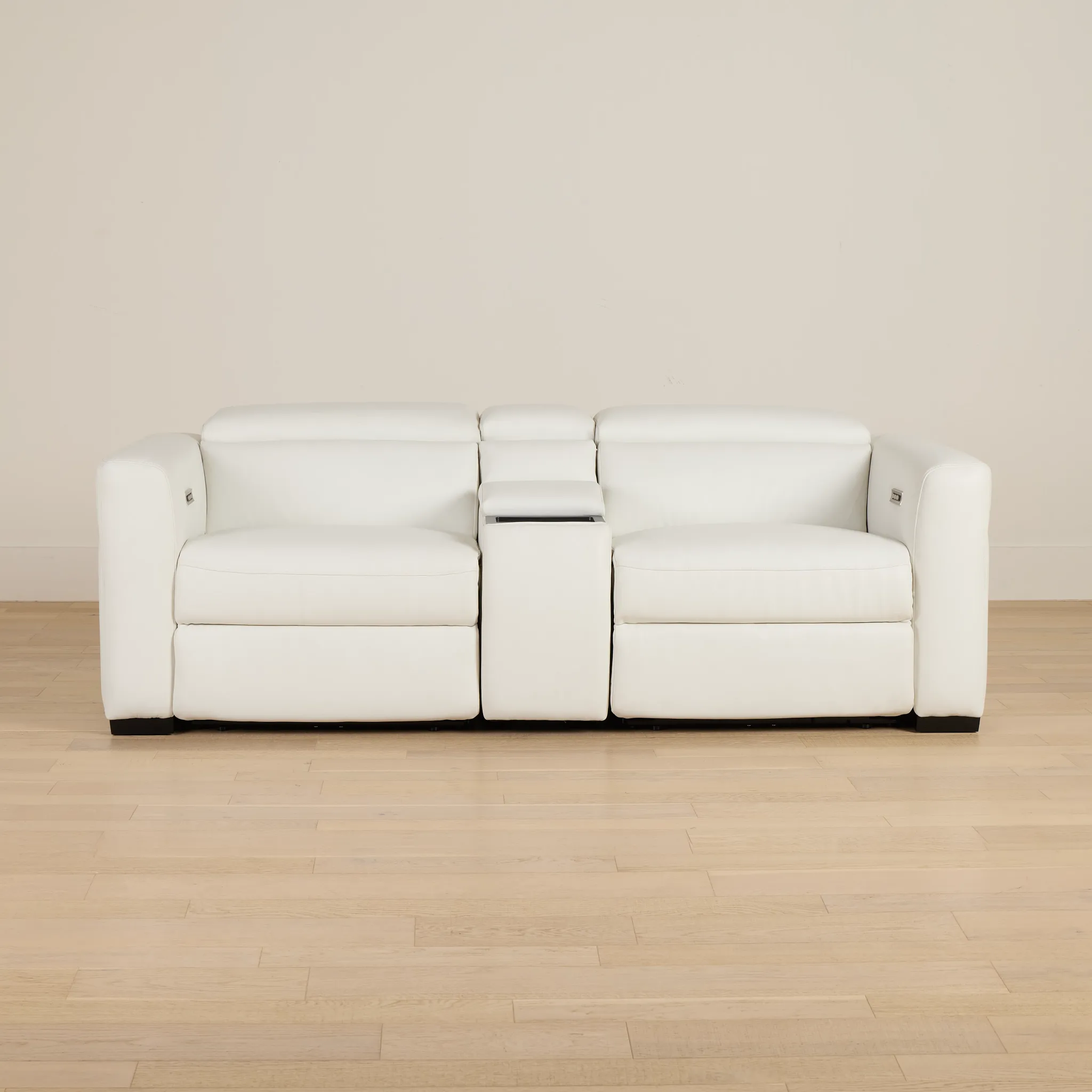 Melody White Micro Power Reclining Console Sofa