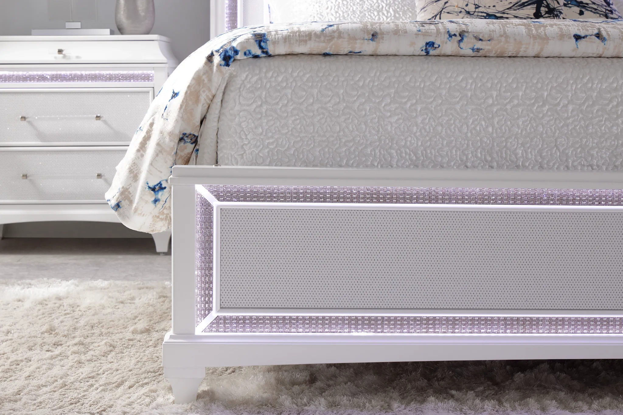 Milan White Panel Bed