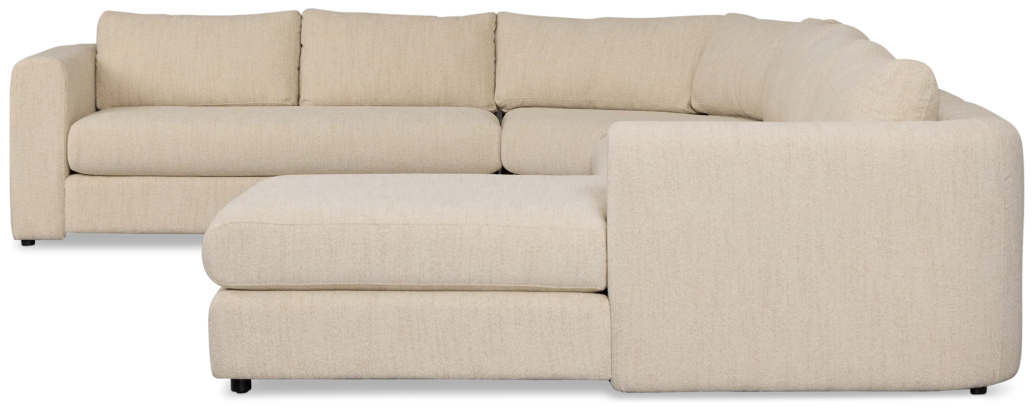 Alma Light Beige Fabric Medium Right Chaise Wedge Sectional