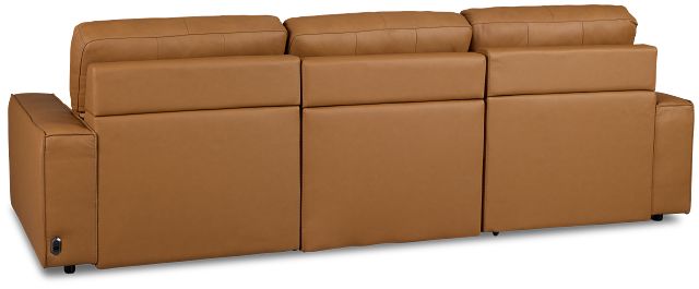 Rudy Brown Lthr/vinyl Left Dual Power Extension Chaise Sectional