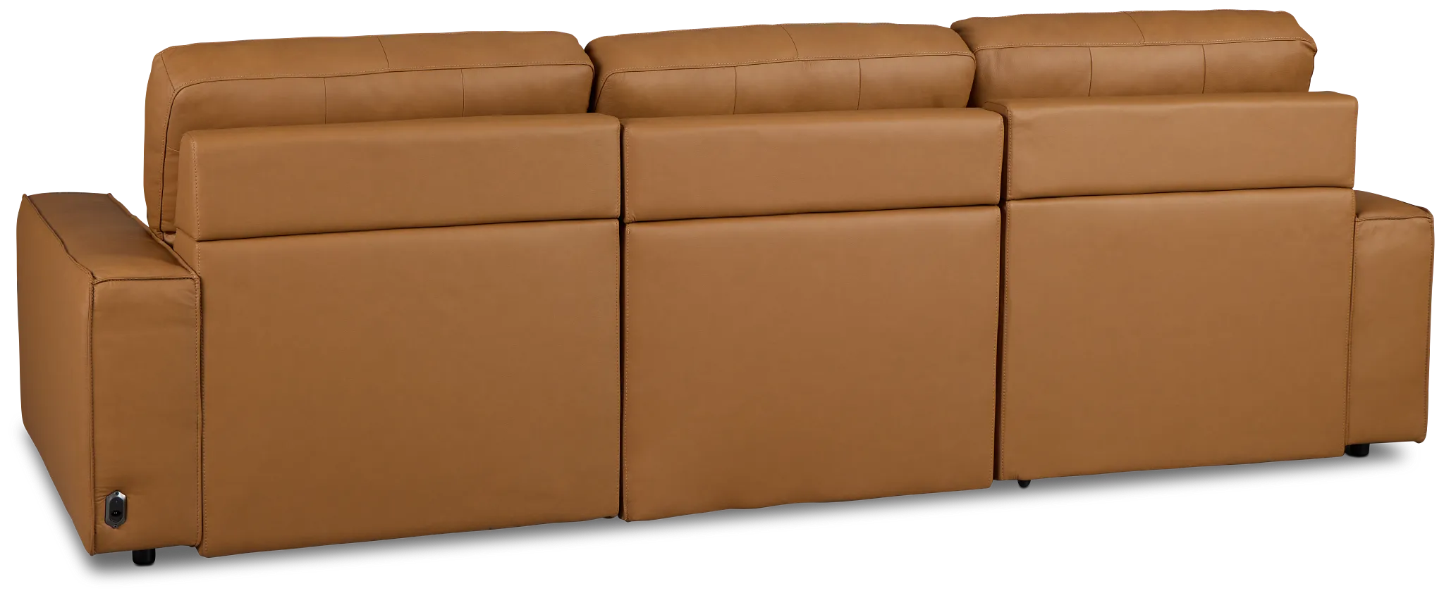 Rudy Brown Lthr/vinyl Left Dual Power Extension Chaise Sectional