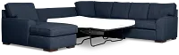 Sinclair Dark Blue Fabric Left Chaise Memory Foam Sleeper Sectional