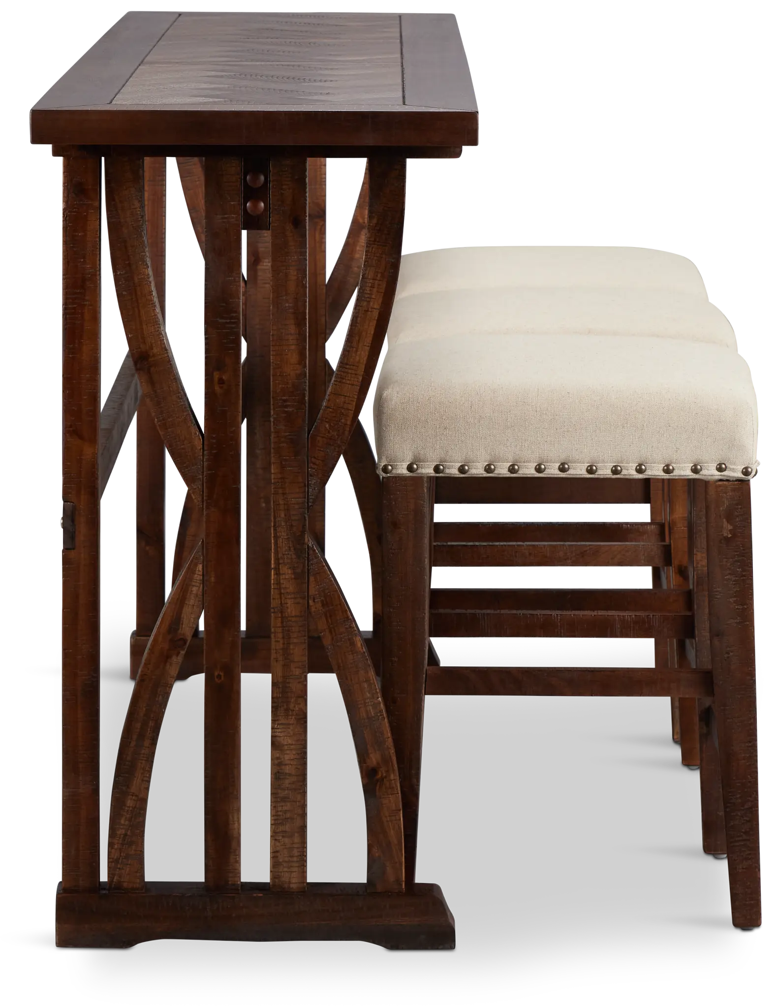 Joplin Dark Tone High Table With 3 Backless Barstools Joplin Dark Tone High Table With 3 Backless Barstools