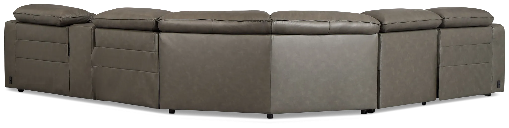 Ryland Dark Gray Lthr/vinyl Medium Triple Power 2-arm Sectional