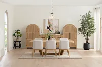Lyndie Light Tone Round Table & 4 Upholstered Chairs