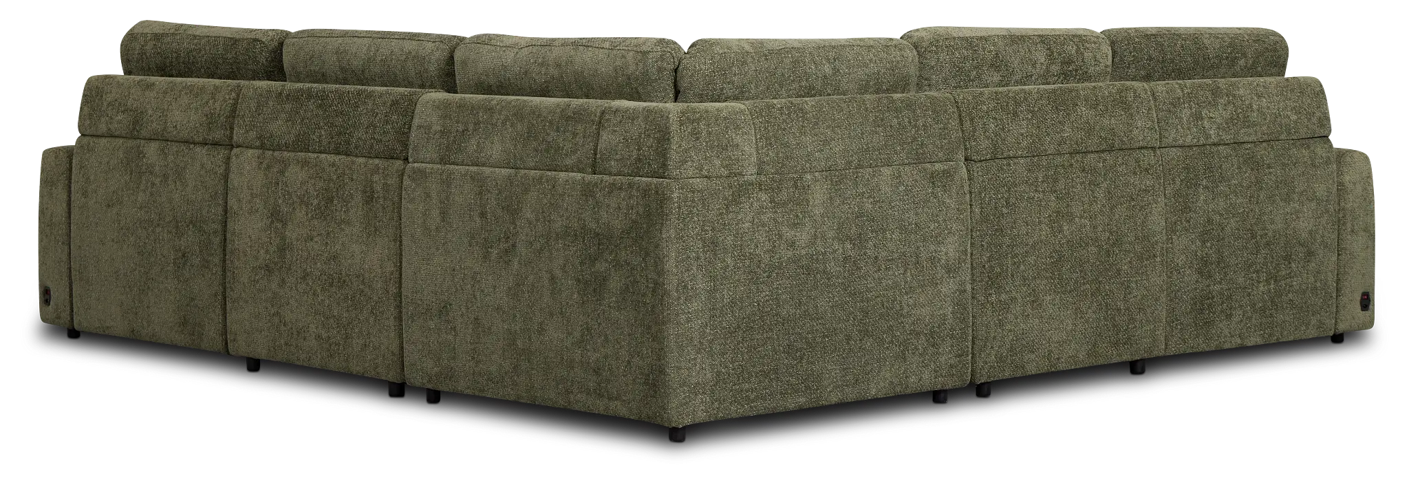 Hendrix Green Fabric Small Two Arm Power Extension Chaise Sectional Hendrix Green Fabric Small Two Arm Power Extension Chaise Sectional