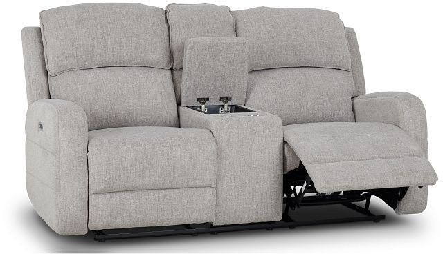 Piper Gray Fabric Power Reclining Console Loveseat