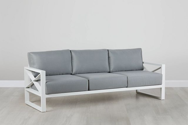 Linear White Dark Gray Aluminum Sofa