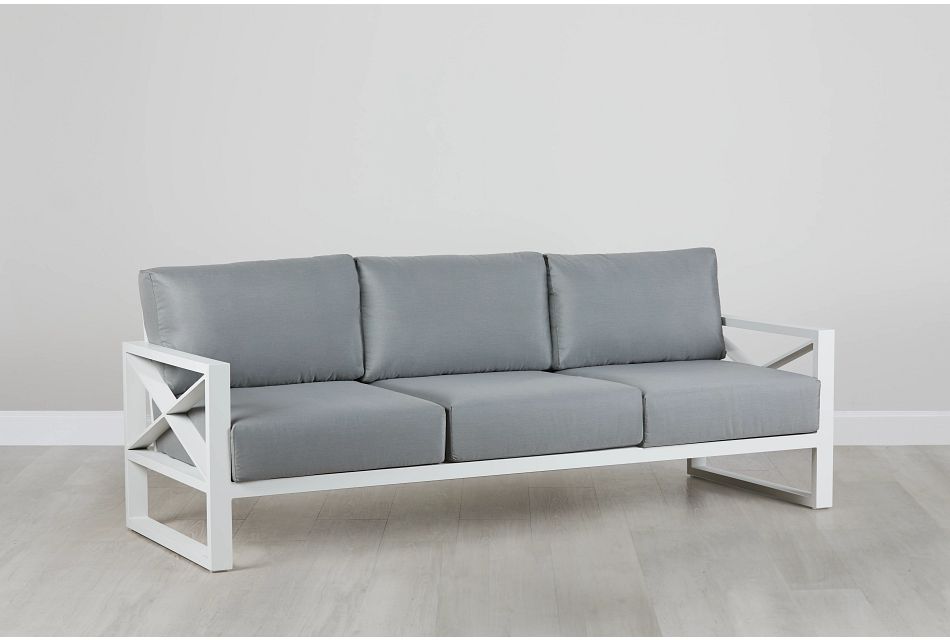 Linear White Dark Gray Aluminum Sofa, (0)