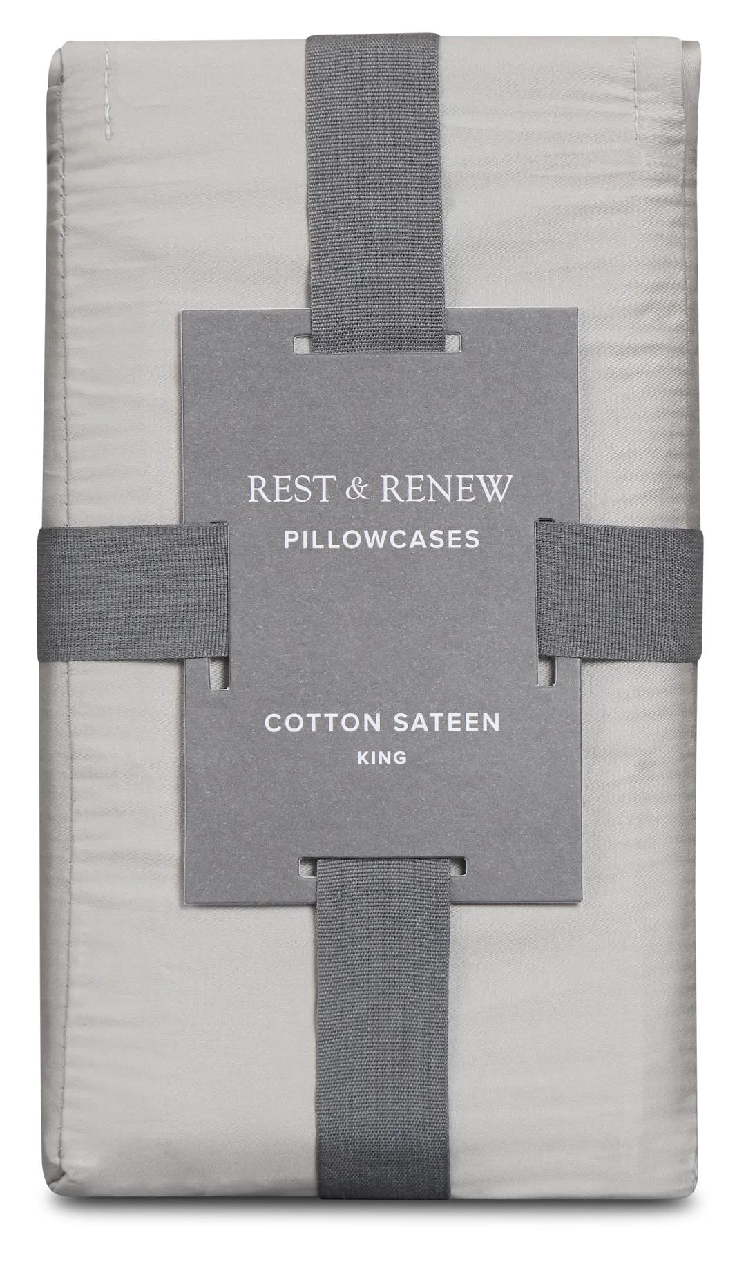Rest & Renew Cotton Sateen Gray 300 Thread Set Of 2 Pillowcases
