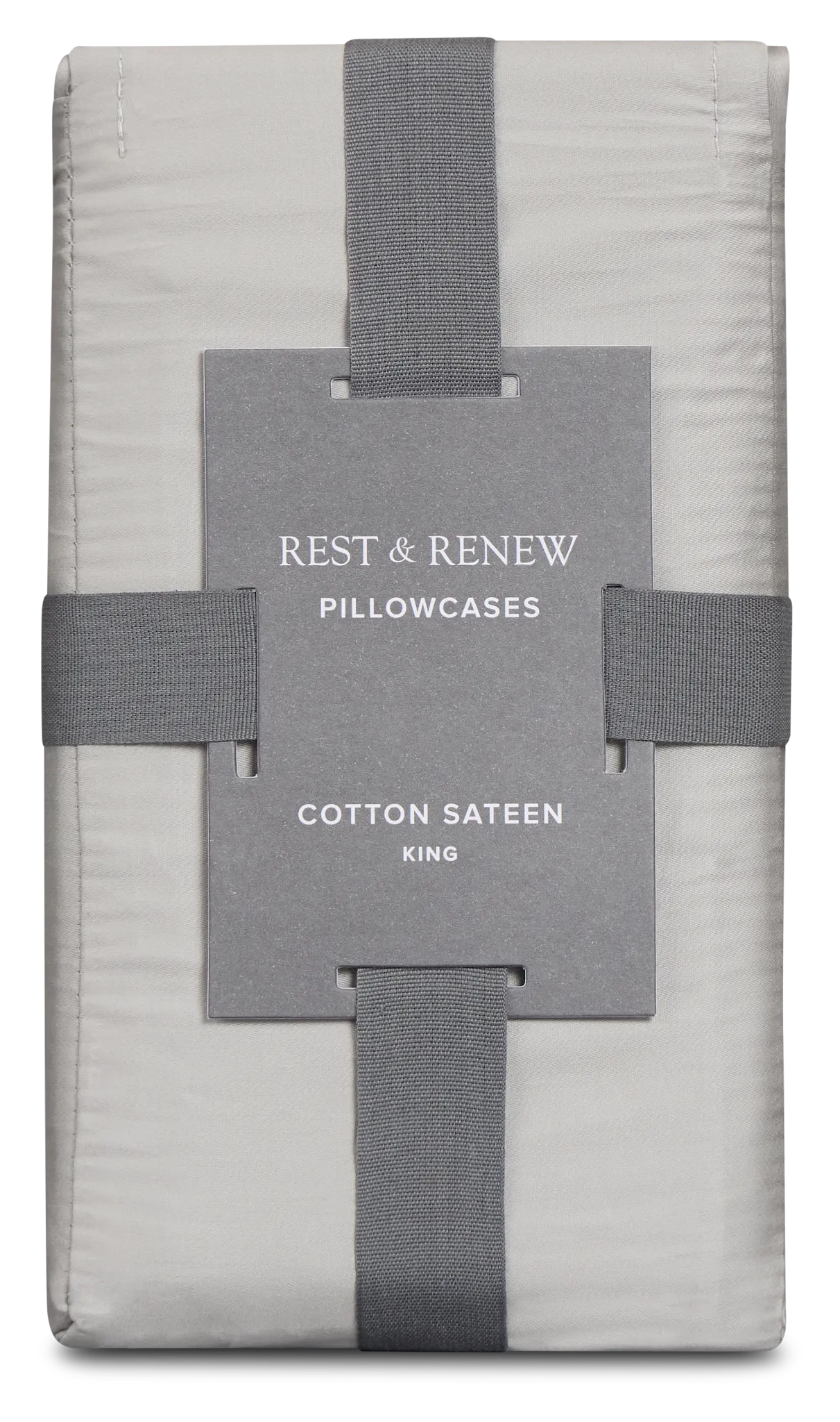 Rest & Renew Cotton Sateen Gray 300 Thread Set Of 2 Pillowcases