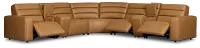 Sawyer Light Brown Micro Large Triple Power Reclining Two-arm Sectional