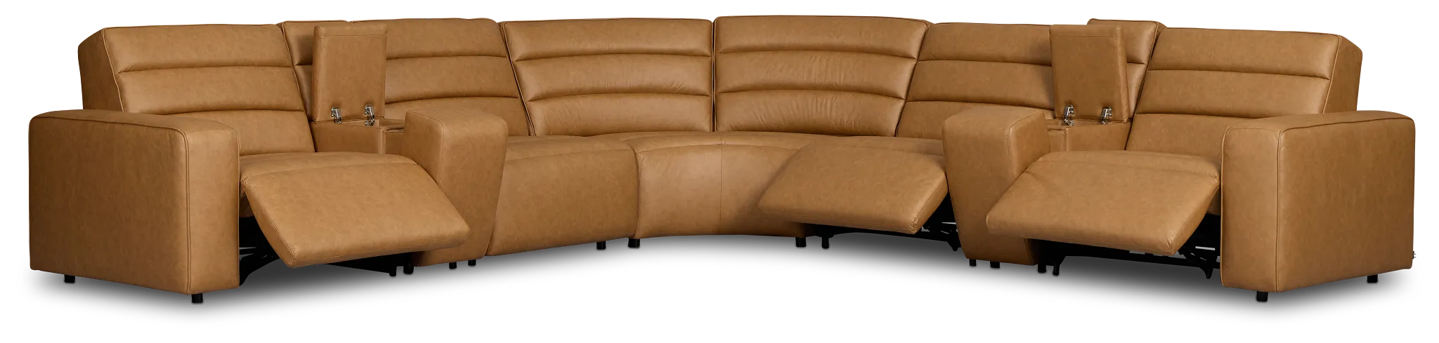 Sawyer Light Brown Micro Large Triple Power Reclining Two-arm Sectional