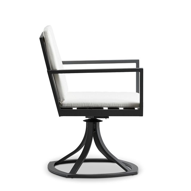 Linear Dark Gray White Swivel Arm Chair (1)