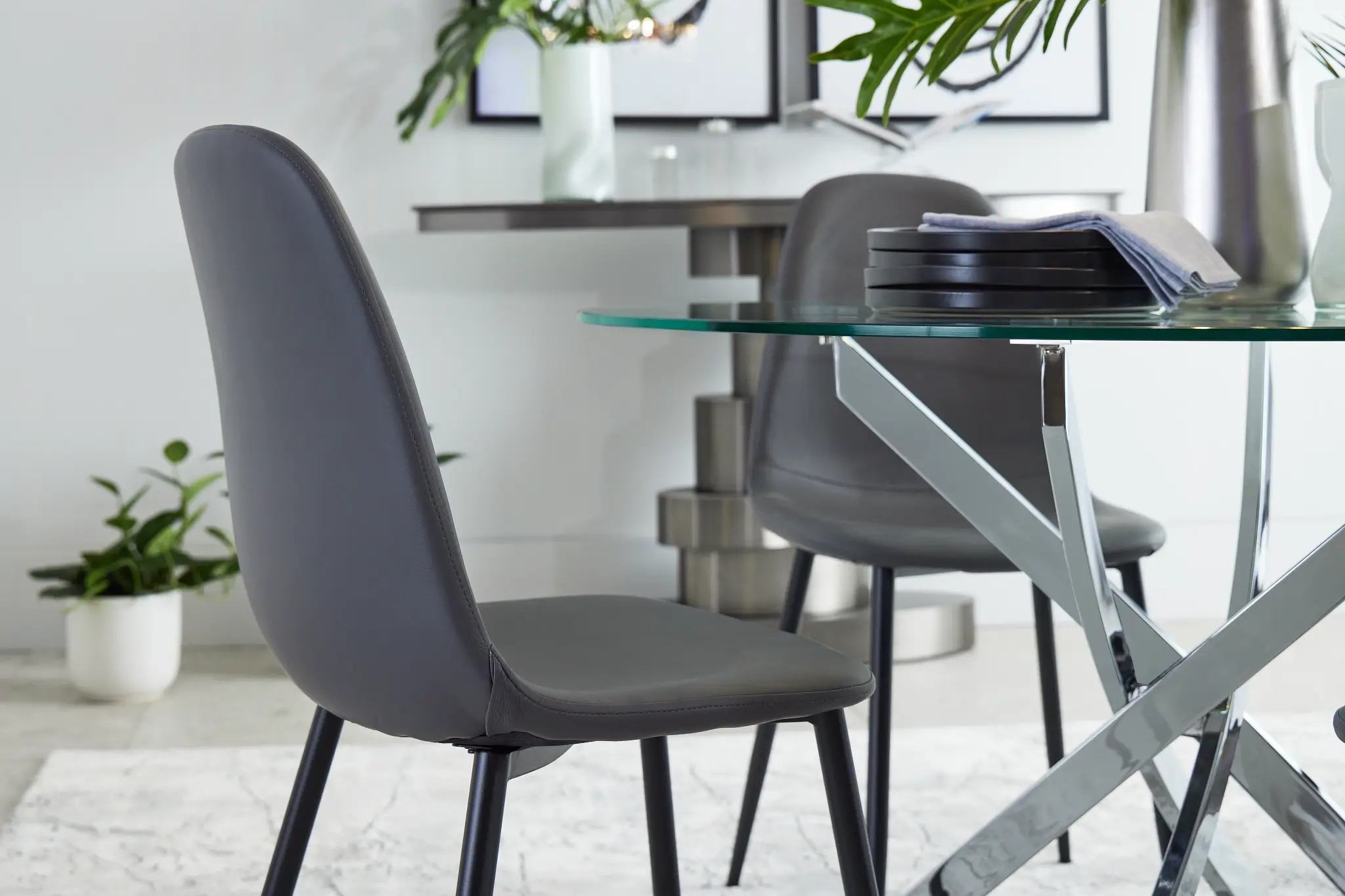 Havana Gray Micro Upholstered Side Chair W/ Black Legs Havana Gray Micro Upholstered Side Chair W/ Black Legs