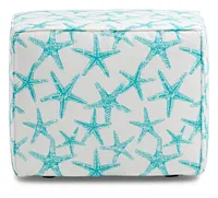 Sea Friends Teal Fabric Indoor/outdoor Accent Ottoman