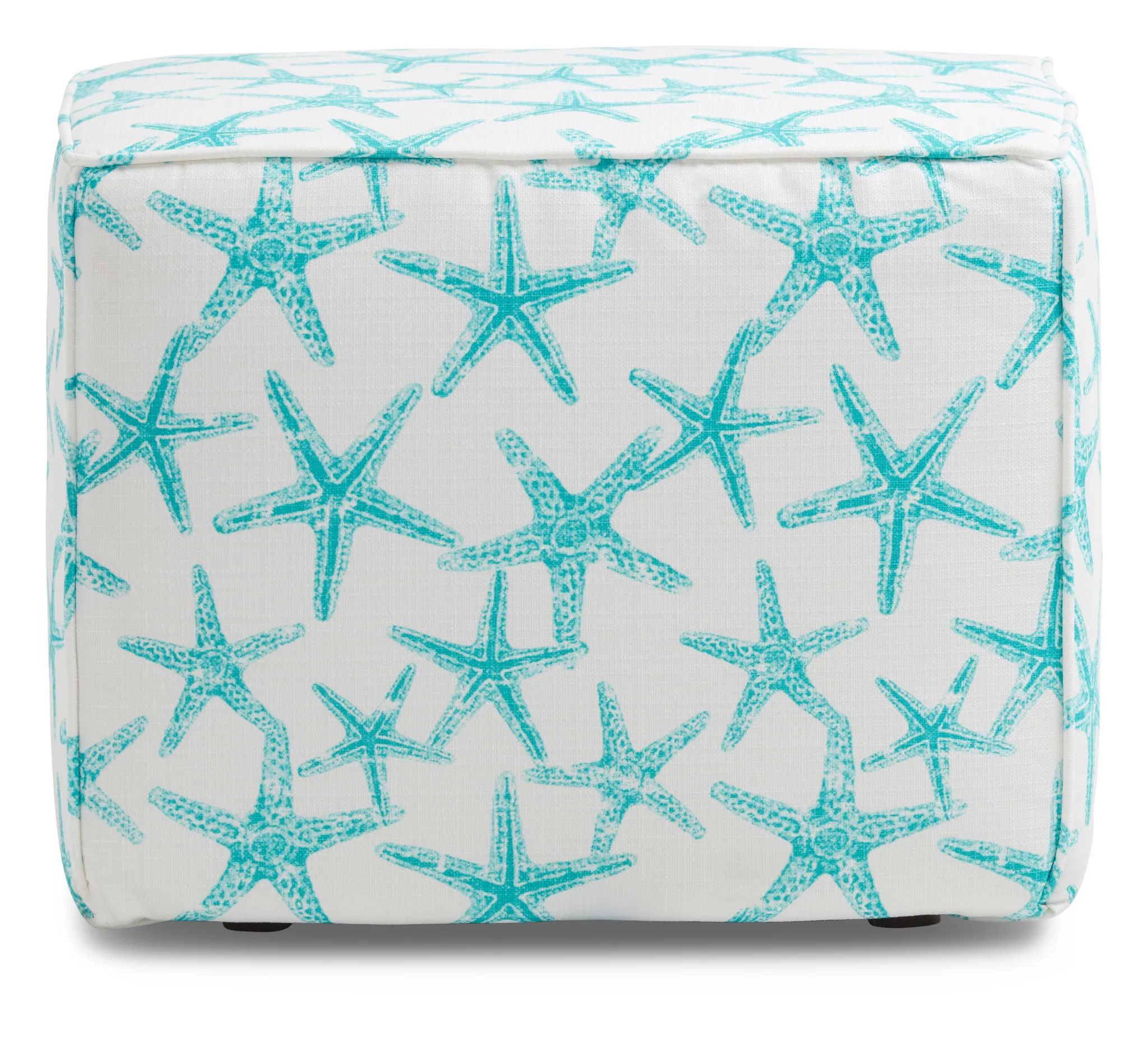 Sea Friends Teal Fabric Indoor/outdoor Accent Ottoman
