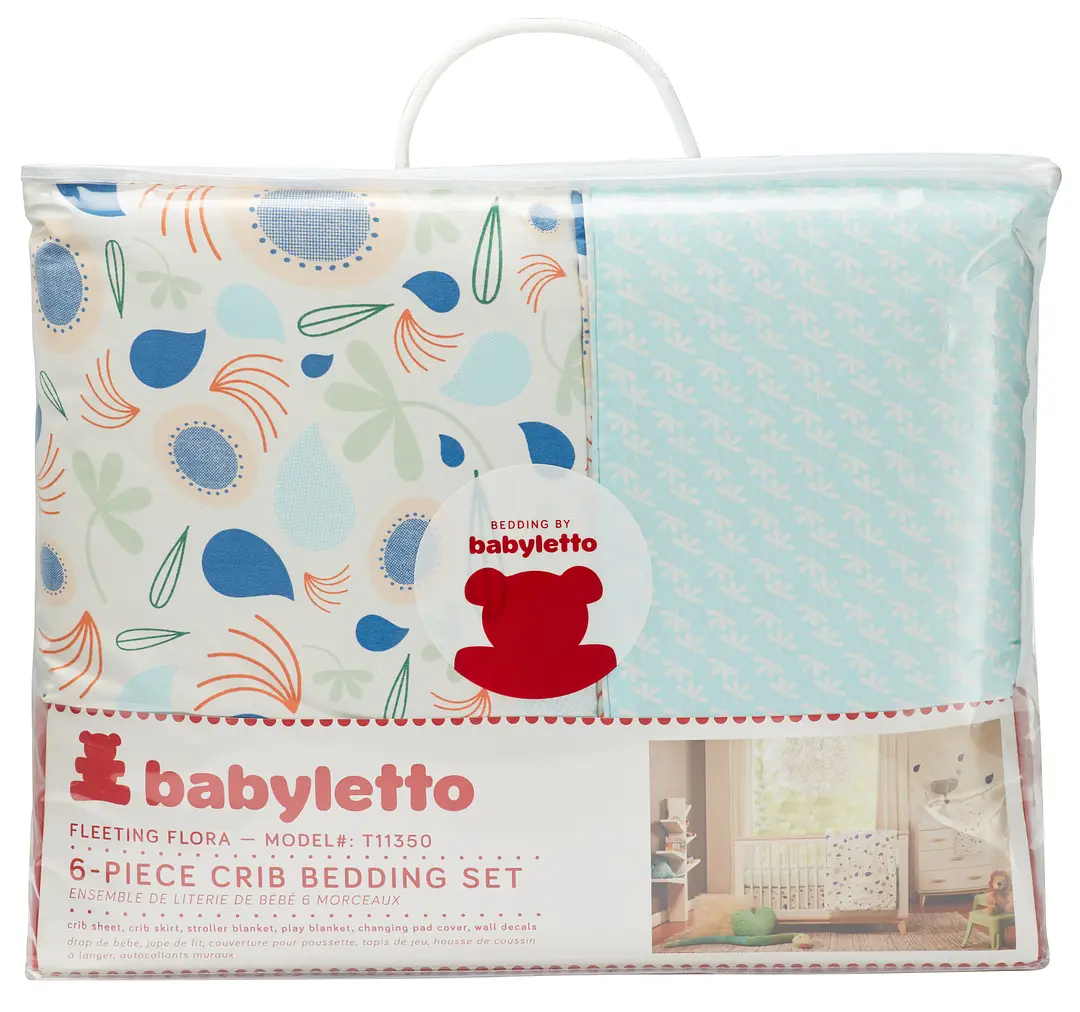 Flora Light Blue 6 Piece Crib Bedding Set Flora Light Blue 6 Piece Crib Bedding Set