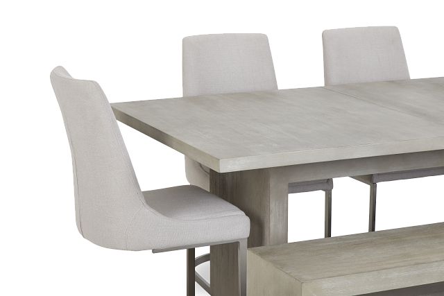 Madden Light Tone Rect Table, 4 Chairs & Bench