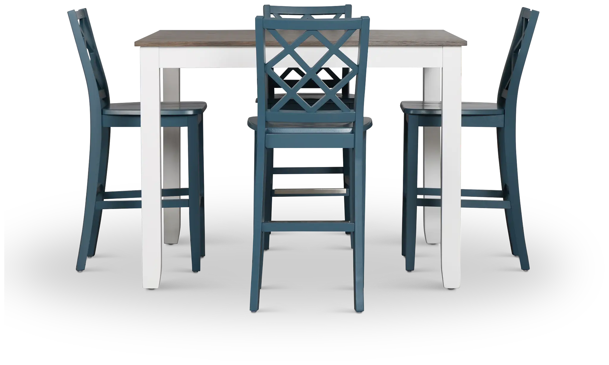 Edgartown Two-tone Square High Table & 4 Navy Wood Barstools Edgartown Two-tone Square High Table & 4 Navy Wood Barstools