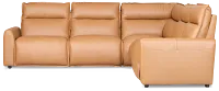 Edison Medium Brown Leather/Vinyl Small Triple Power Reclining Two-arm Sectional