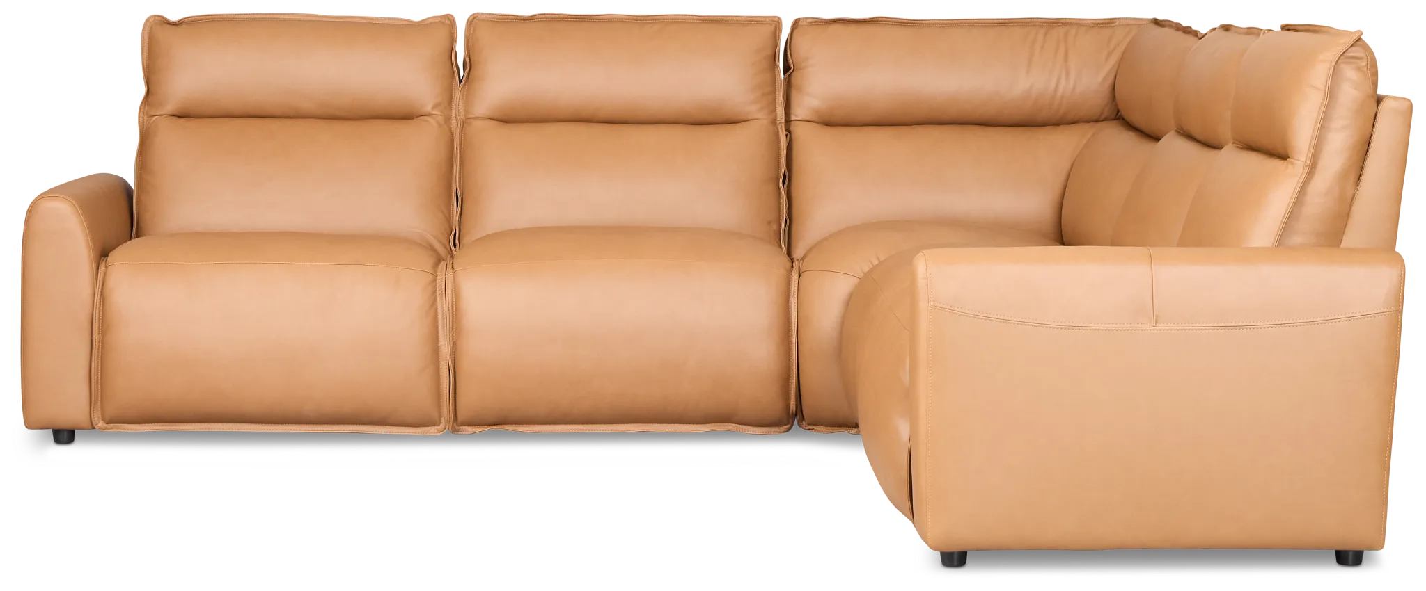 Edison Medium Brown Leather/Vinyl Small Triple Power Reclining Two-arm Sectional