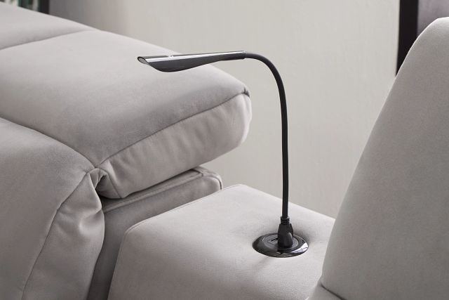 Gemma Light Gray Velvet Power Reclining Sofa