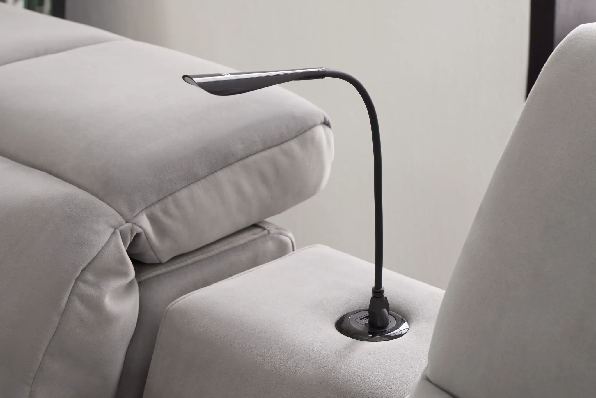 Gemma Light Gray Velvet Power Reclining Sofa