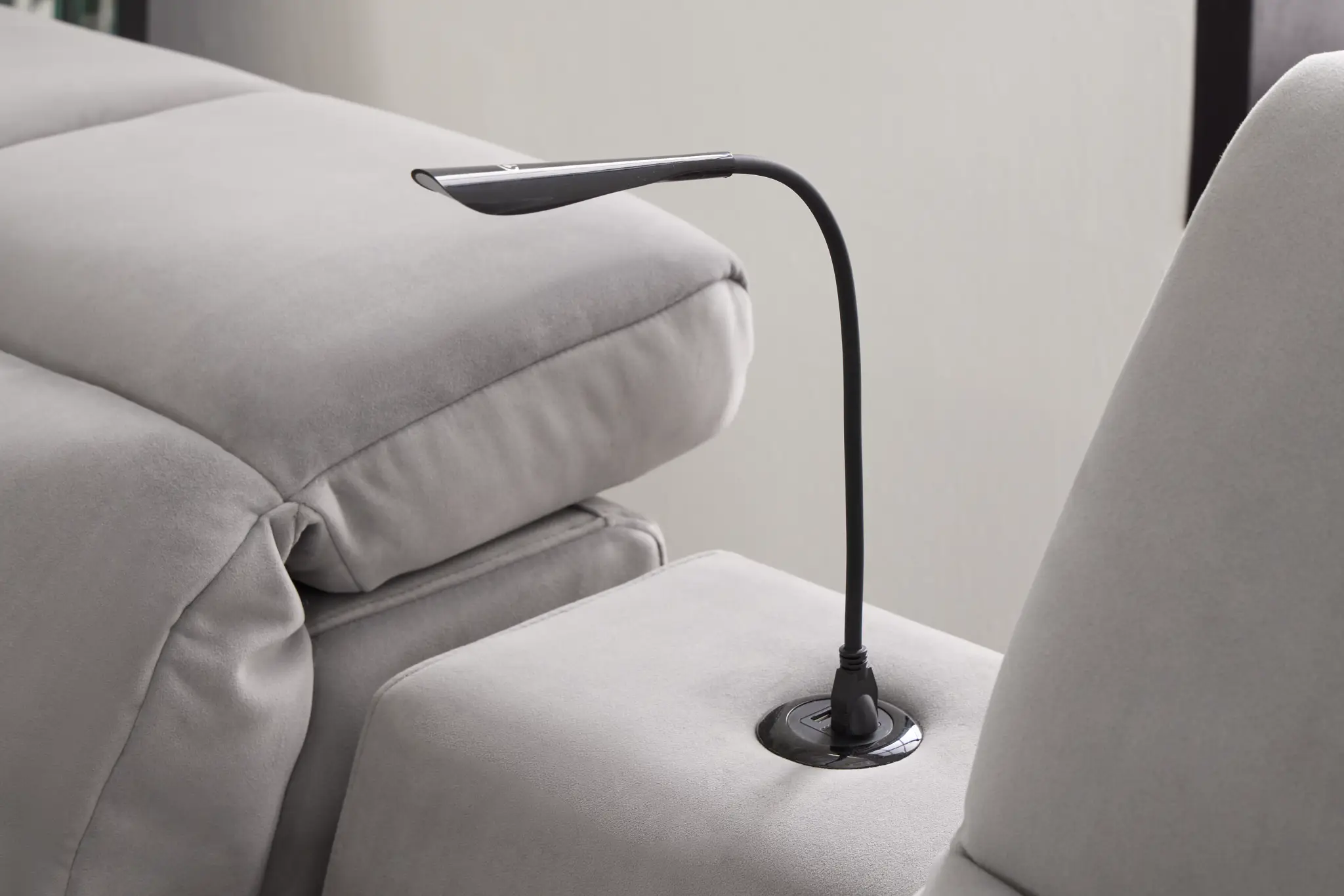 Gemma Light Gray Velvet Power Reclining Sofa Gemma Light Gray Velvet Power Reclining Sofa