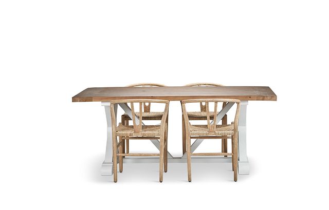 Hilton Light Tone 79" Table & 4 Wood Chairs (2)