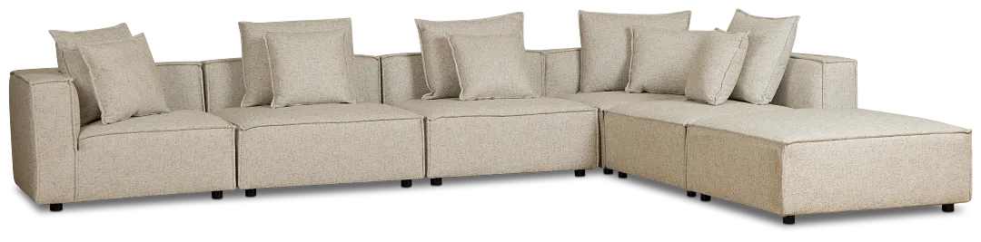 Tatum Beige Fabric 6-piece Pit Sectional