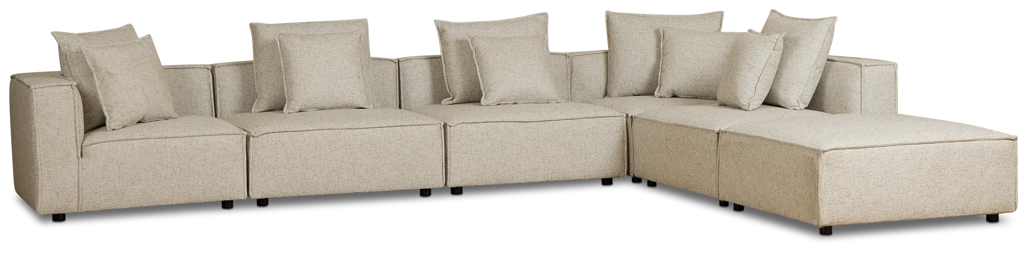 Tatum Beige Fabric 6-piece Pit Sectional