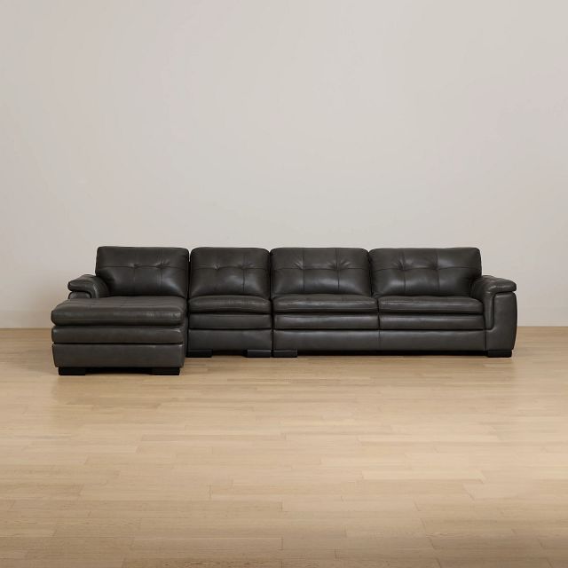 Braden Dark Gray Leather Small Left Chaise Sectional