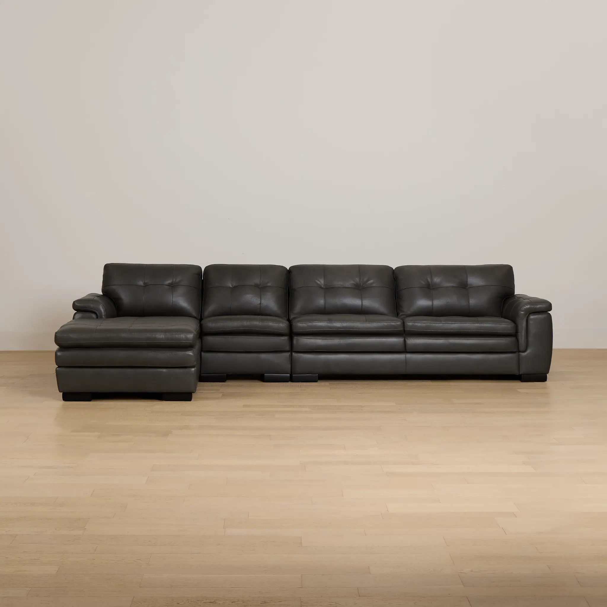 Braden Dark Gray Leather Small Left Chaise Sectional Braden Dark Gray Leather Small Left Chaise Sectional