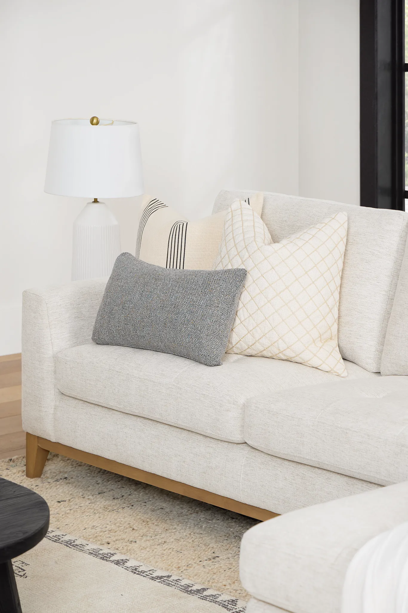 Maisie Light Beige Fabric Right Chaise Sectional