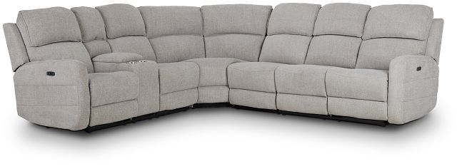 Piper Gray Fabric Large Dual Power Reclining Sect W/left Console (1)