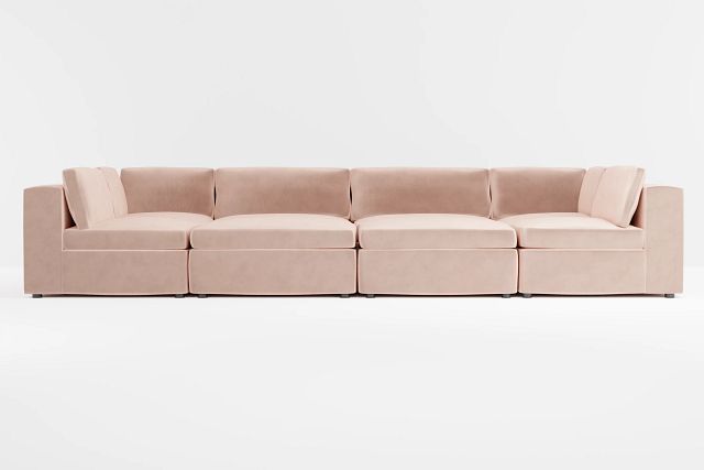 Destin Joya Light Pink Velvet 8-piece Pit Sectional