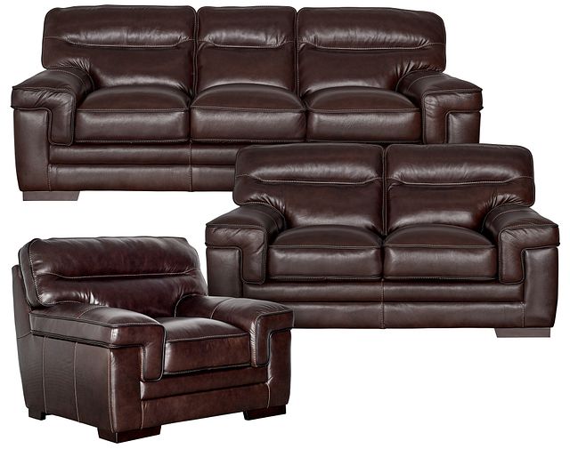 Alexander Dark Brown Leather Living Room